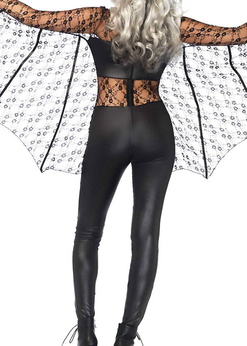 Leg Avenue Black Magic Bat Catsuit With Matching Headband SideZoom 3