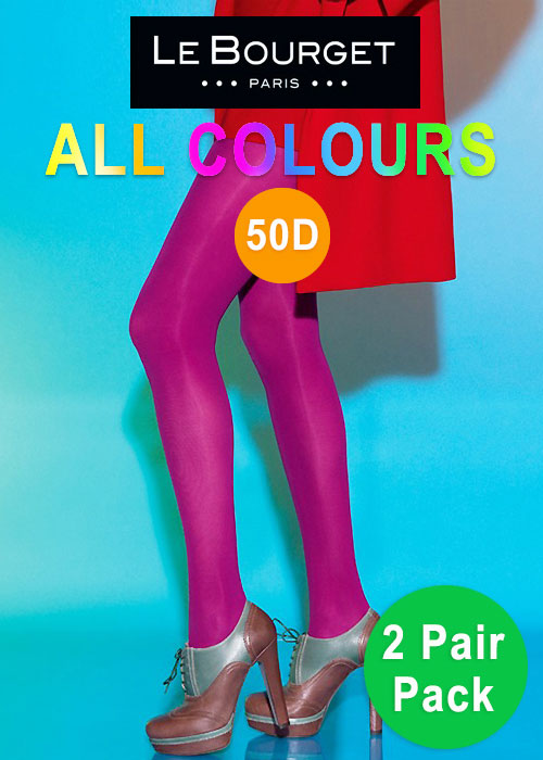 Le Bourget All Colours Slide Touch Opaque Tights 2 Pair Pack