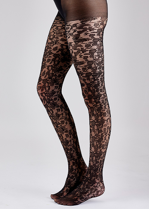 Pretty Polly Floral Lace Pattern Tights In Stock At UK Tights