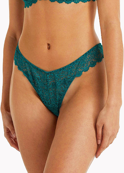 Wolf And Whistle Ariana Teal Everyday Lace Thong In Stock At UK Tights