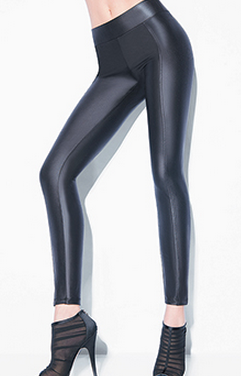 Black leather look leggings