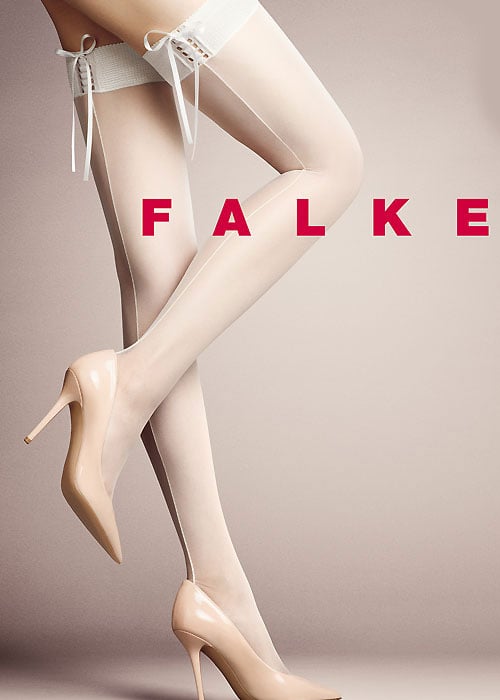 White Bridal Hold Ups with back seam