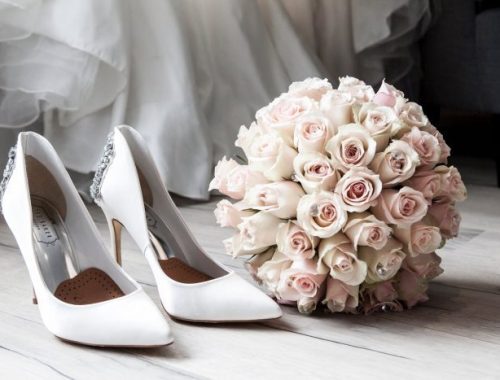 wedding shoes flowers