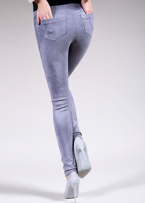 Suede-like leggings in blue Giulia Suede Jeggings