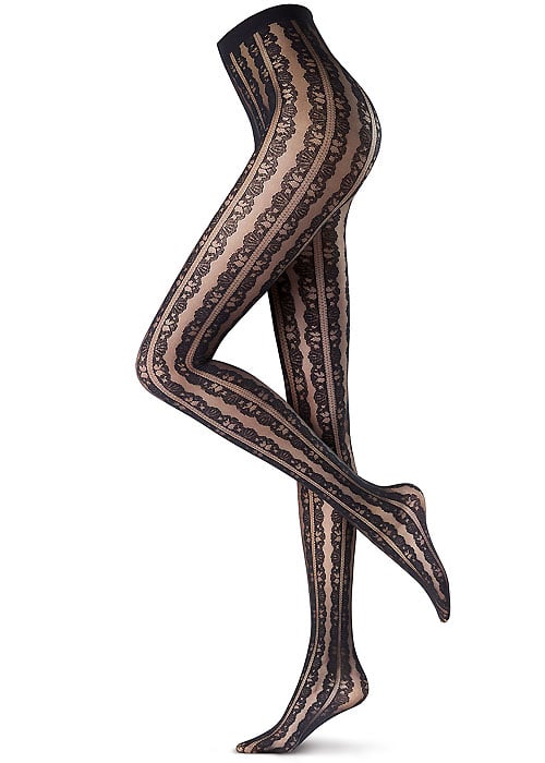 Vertical striped tights with a romantic twist Abstract printed tights by Oroblu