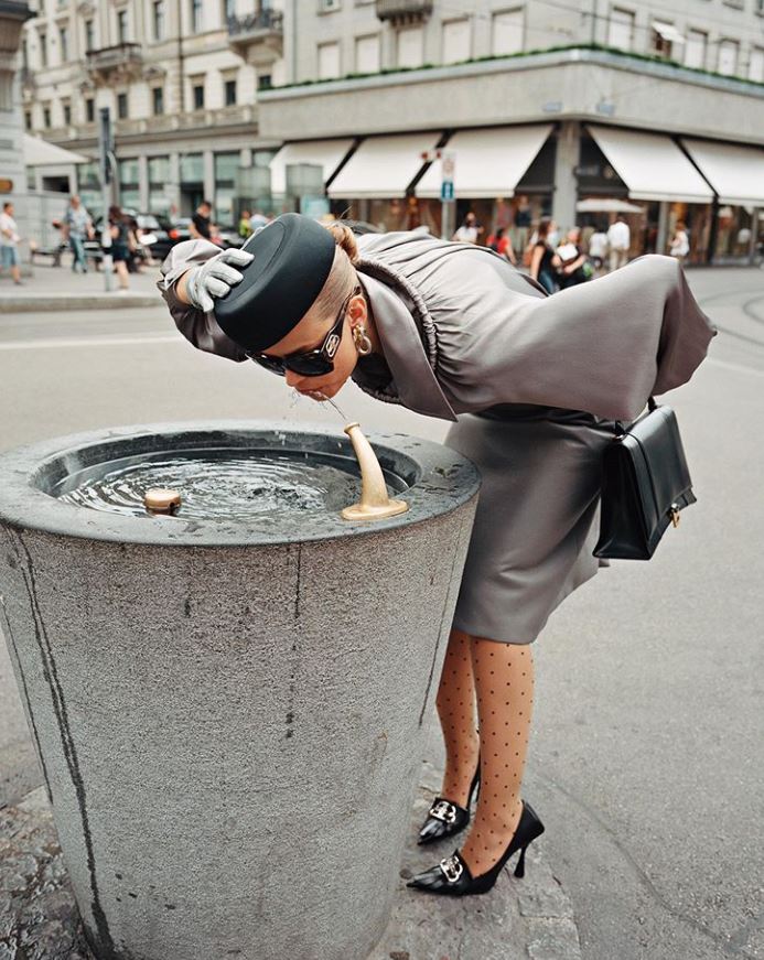Interview magazine fashion feature polka dot tights