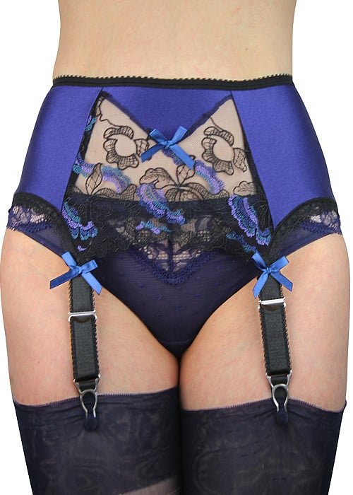 Elaine Edwards Midnight Lace Crossover 6 Strap Suspender Belt 