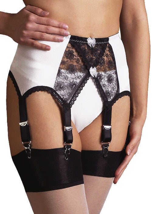 Elaine Edwards Black & White Lace Suspender Belt