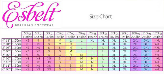 Esbelt Size Chart