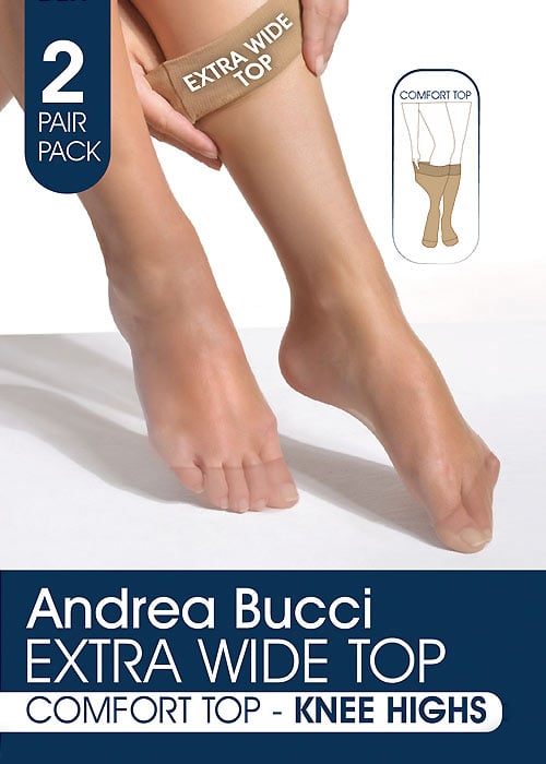 Andrea Bucci Extra Wide Comfort Top Sheer Knee Highs 2PP SideZoom 2