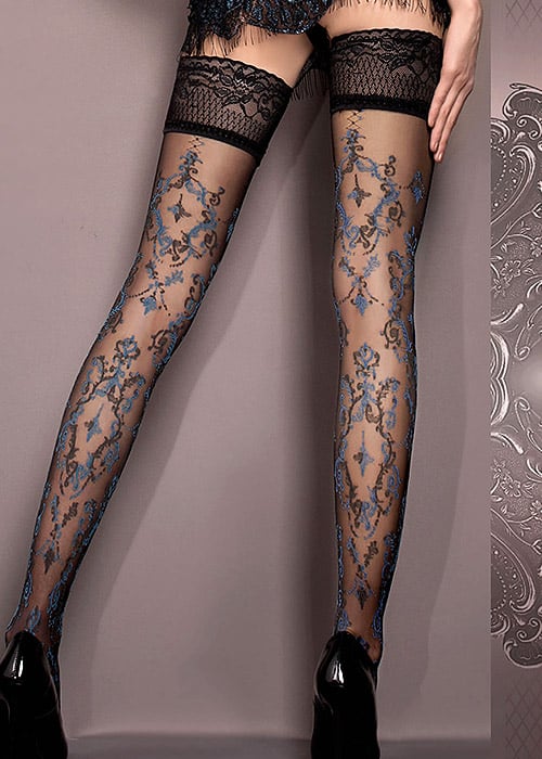 Ballerina Kara Deep Lace Top Hold Ups SideZoom 2