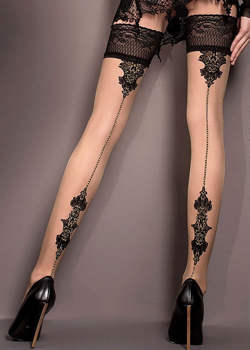 Ballerina Hera Dotted Backseamed Hold Ups SideZoom 2