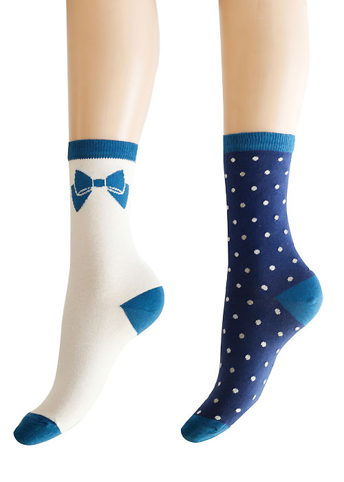 Charnos Bow and Spot Socks 2 Pair Pack