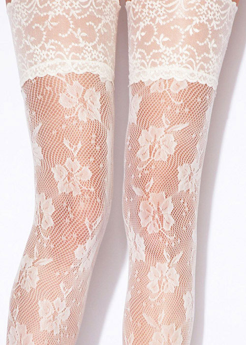 Charnos Bridal Floral Net Hold Ups SideZoom 2