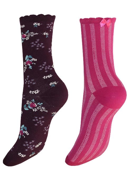 Charnos Cable and Floral Sock 2 Pair Pack image