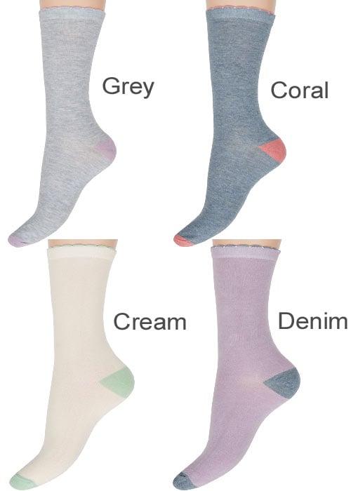 Charnos Contrast Heel And Toe Bamboo Socks image