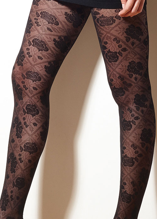 Charnos Floral Opaque Tights SideZoom 2