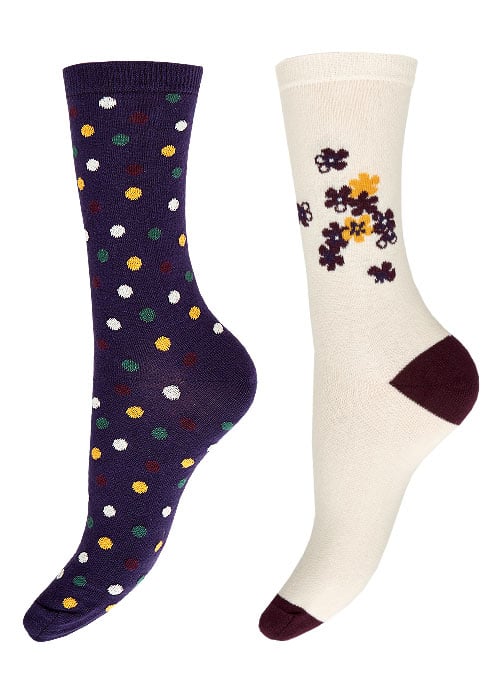 Charnos Floral Placement And Spot Socks 2PP SideZoom 2