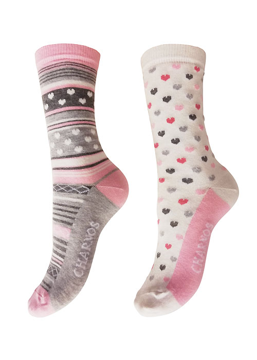 Charnos Heart And Stripe Socks 2PP BottomZoom 2