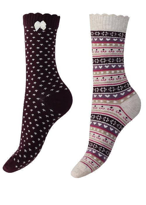 Charnos Hearts and Fairisle Sock 2 Pair Pack image