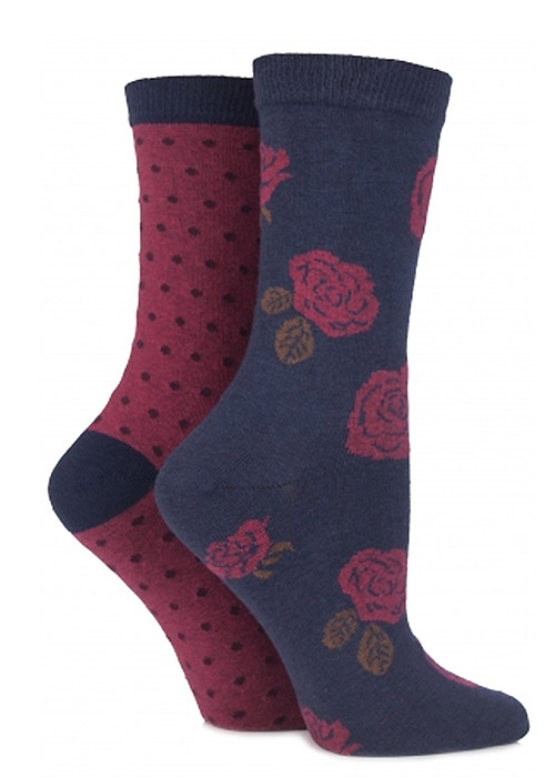 Charnos Rose and Spot Cotton Socks 2 Pair Pack