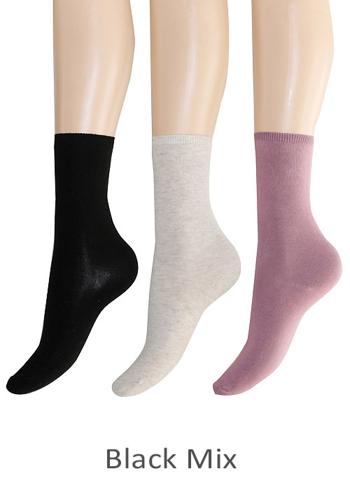 Charnos Comfort Top Plain Cotton Socks 3 Pair Pack SideZoom 4