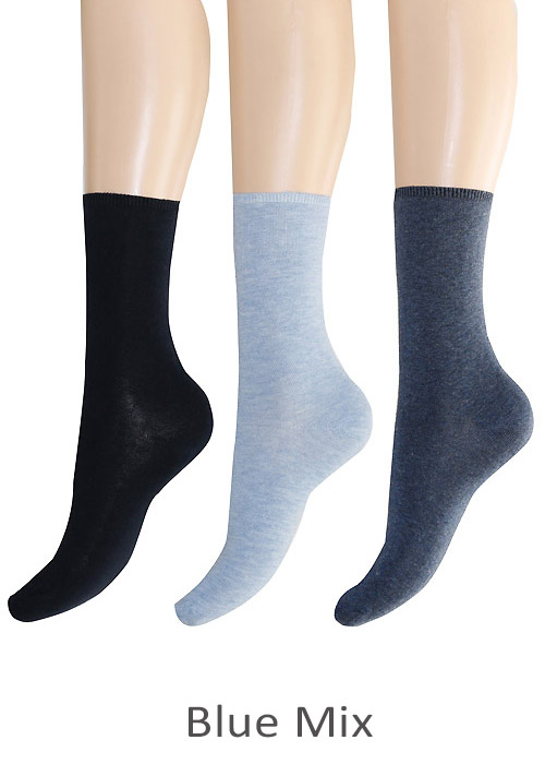 Charnos Comfort Top Plain Cotton Socks 3 Pair Pack SideZoom 2