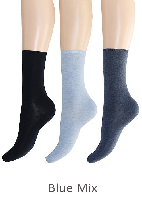 Charnos Comfort Top Plain Cotton Socks 3 Pair Pack image