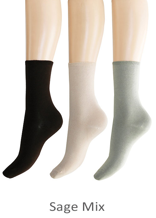 Charnos Comfort Top Plain Cotton Socks 3 Pair Pack SideZoom 3