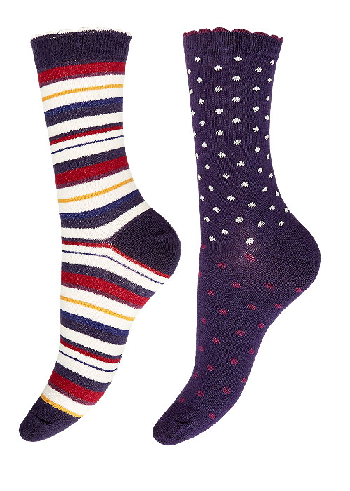 Charnos Spot And Stripe Socks 2PP BottomZoom 2
