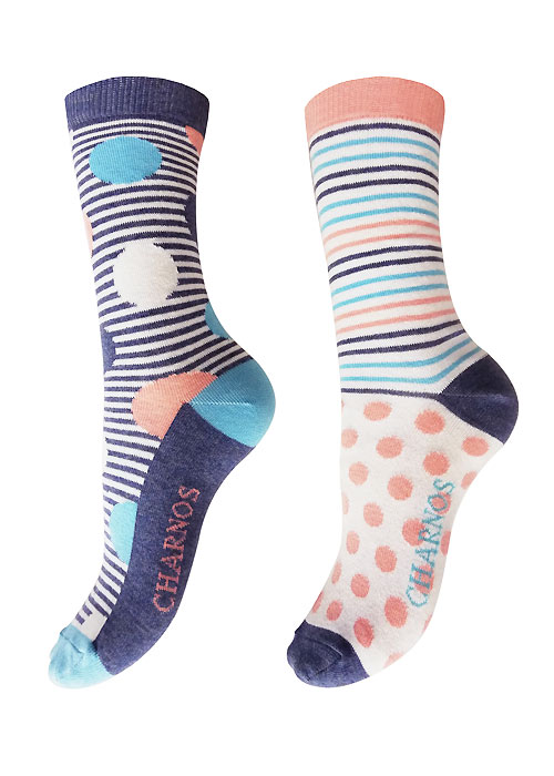 Charnos Spots And Stripes Socks 2PP SideZoom 2