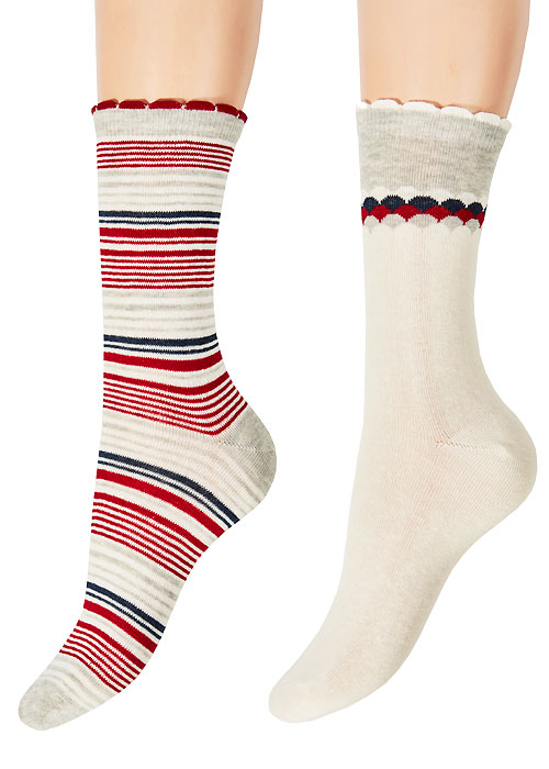 Charnos Textured Top And Stripe Socks 2PP