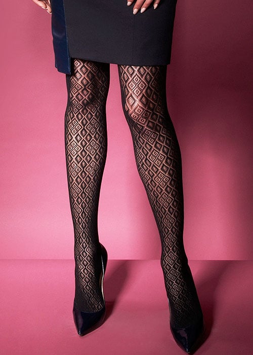 Charnos Diamond Print Net Tights SideZoom 2