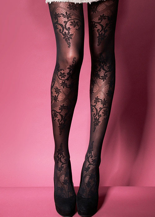 Charnos Opaque Floral Tights SideZoom 2