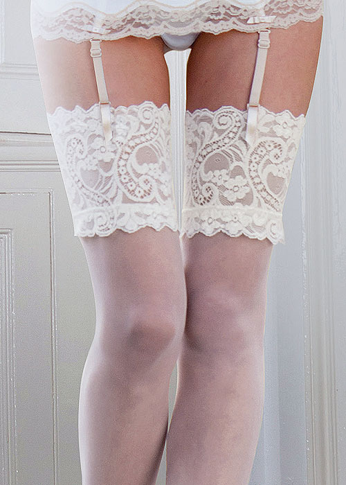 Couture Fine Mesh Bridal Deep Lace Top Stockings image