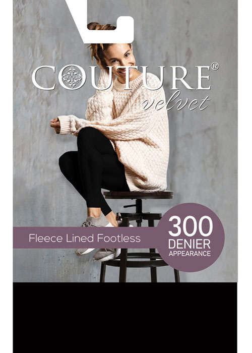 Couture Velvet Feel 300 Fleece Lined Footless Tights SideZoom 3