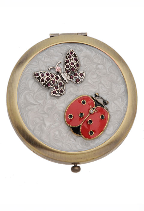 Danielle Creations Ladybird And Butterfly Enamelled Compact