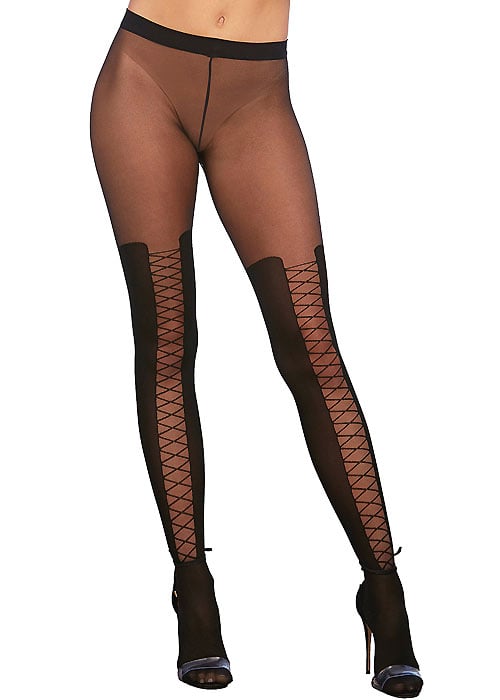 Dreamgirl Sheer Knitted Lace Up Boot Detail Pantyhose image