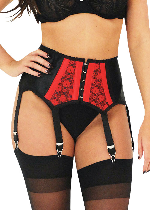 Elaine Edwards Black and Red Burlesque Suspender Belt