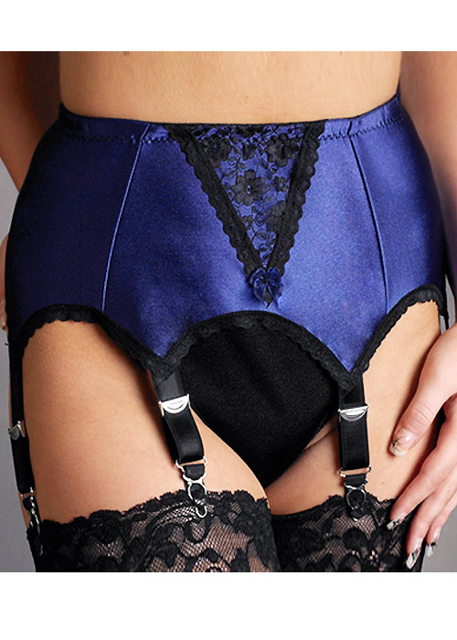 Nylon Dreams NDL8 Womens Black Solid Colour Lace Garter Belt 6 Strap Suspender Belt 