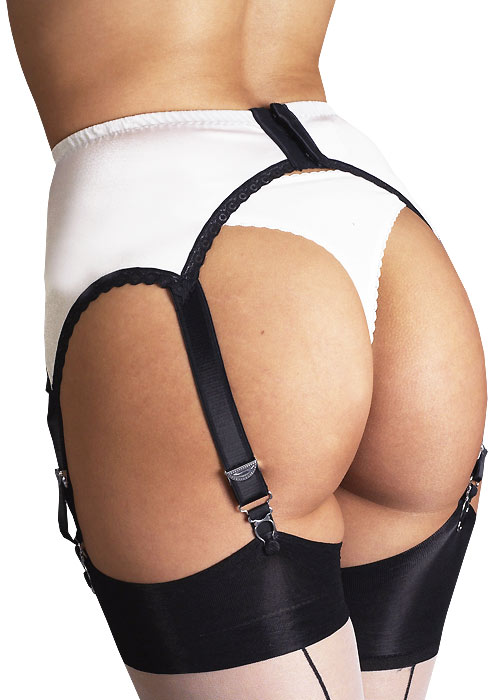 Elaine Edwards Black & White Lace Suspender Belt BottomZoom 2