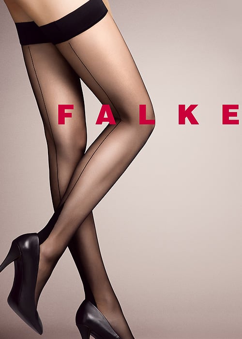 Falke High Heel Seamed Hold Ups - 8 Denier image