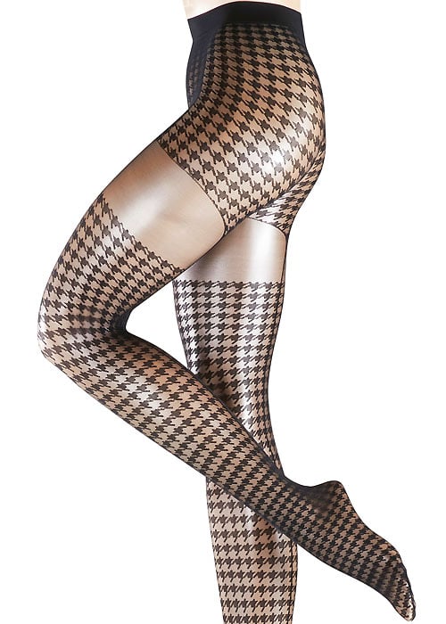 Falke Retro Patterned Suspender Tights SideZoom 2