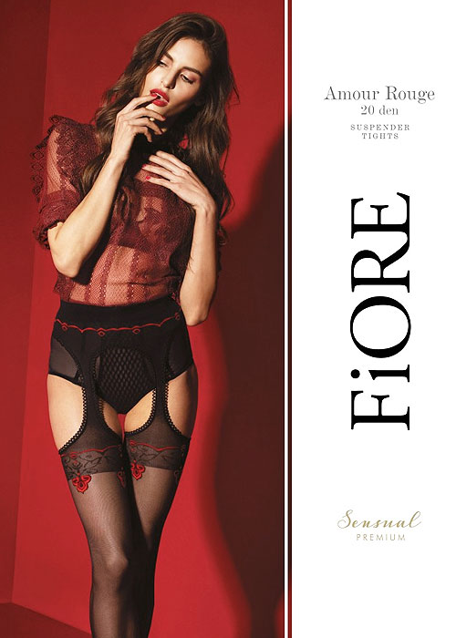 Fiore Amour Rouge Suspender Tights SideZoom 3