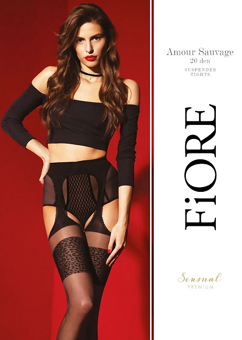 Fiore Amour Sauvage Suspender Tights SideZoom 3