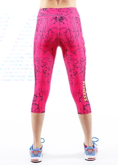 Fit Wise Pink Crackle Capri Fitness Leggings image