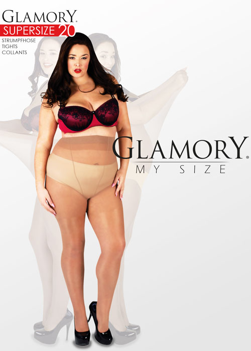 Glamory Satin Supersize 20 Sheer Nude Tights SideZoom 3
