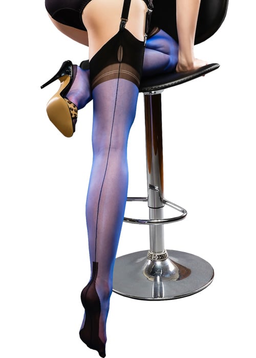Gio Fully Fashioned Full Contrast Cuban Heel Stockings image