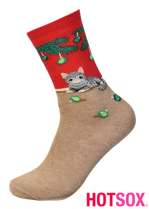 Hotsox Womens Christmas Cat Socks