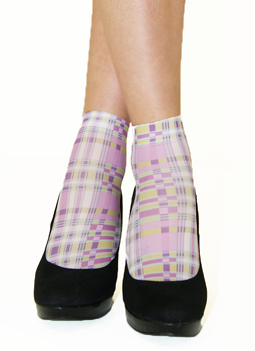 Jonathan Aston Tartan Print Ankle Socks SideZoom 2